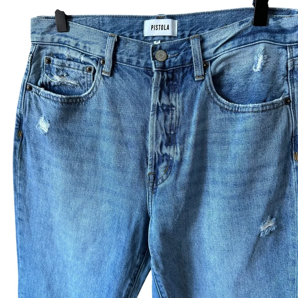 Pistola Charlie High Rise Straight Leg Cropped Jeans Ventura Light Wash Size 29